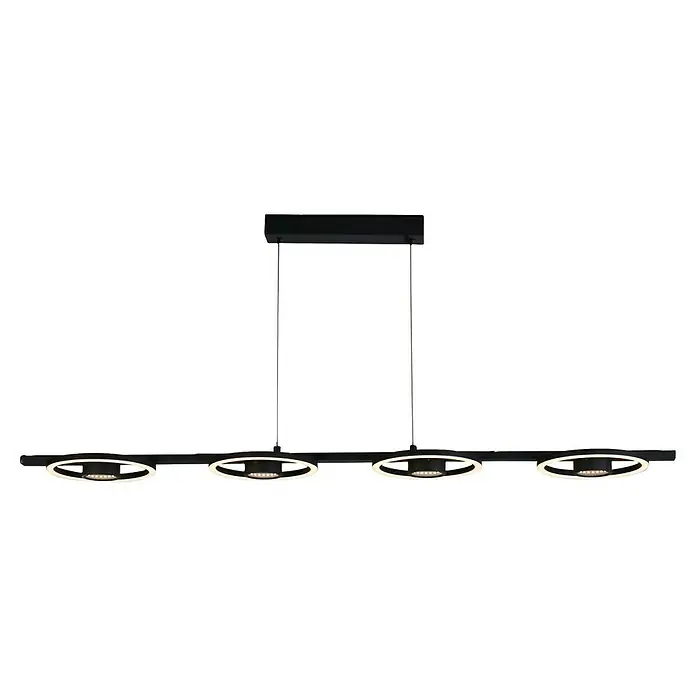 Searchlight LED-Pendelleuchte Space - 35 W, L x B x H: 120 x 20 x 5,5 cm, Schwarz, Warmweiß - Eine stilvolle Innenraumaufnahme mit einer modernen Deckenleuchte, die elegantes Design und Funktionalität vereint. Perfekt für jedes Zuhause.
