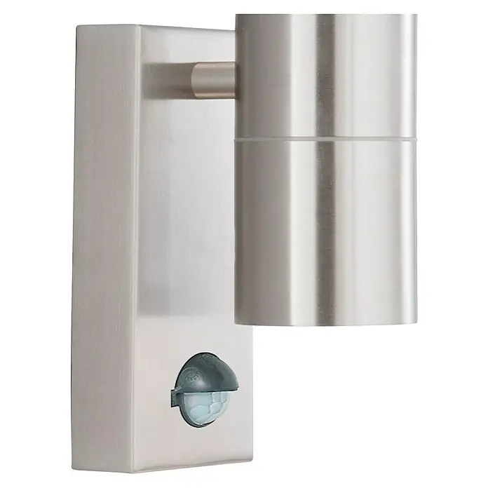 Searchlight LED-Außenwandleuchte Metro - 35 W, 7 x 7 x 15 cm, Edelstahl, IP44 - Moderne Außenwandleuchte aus Edelstahl mit Bewegungsmelder für mehr Sicherheit und Komfort im Außenbereich. Stilvolle Beleuchtungslösung.