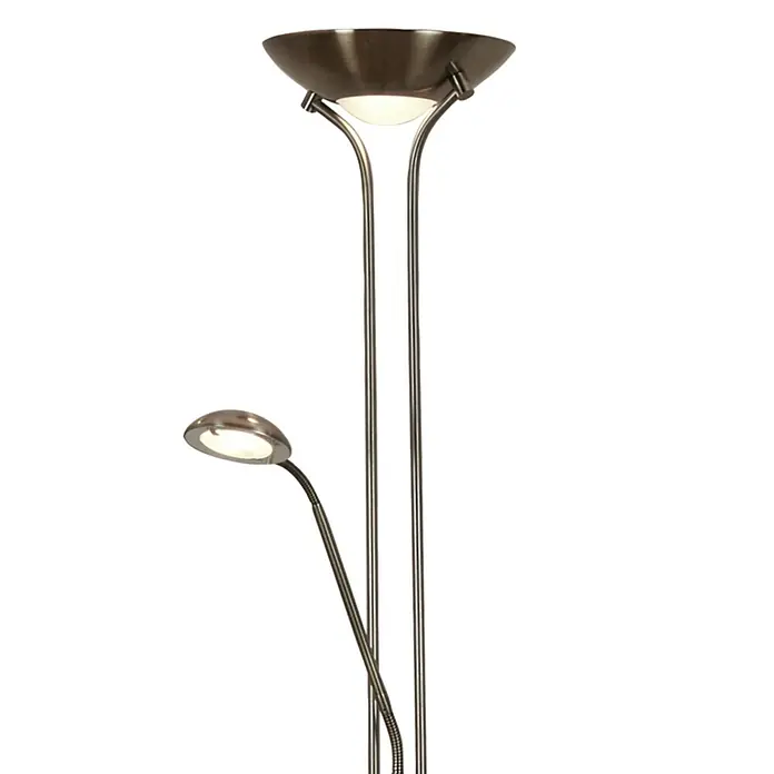 Searchlight LED-Stehleuchte Mother & Child - 15 W, Höhe: 180 cm, Messing - Die Stehlampe ist aus Metall gefertigt und verfügt über zwei Lichtquellen, eine davon mit flexiblem Arm. Ideal für Wohnzimmer und Büro.