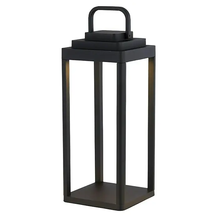Searchlight Akku-Tischleuchte Portobello - 2 W, L x B x H: 14,5 x 14,5 x 35 cm - Elegante schwarze Laterne mit Tragegriff für den Innen- und Außenbereich. Ideal für stimmungsvolle Beleuchtung.