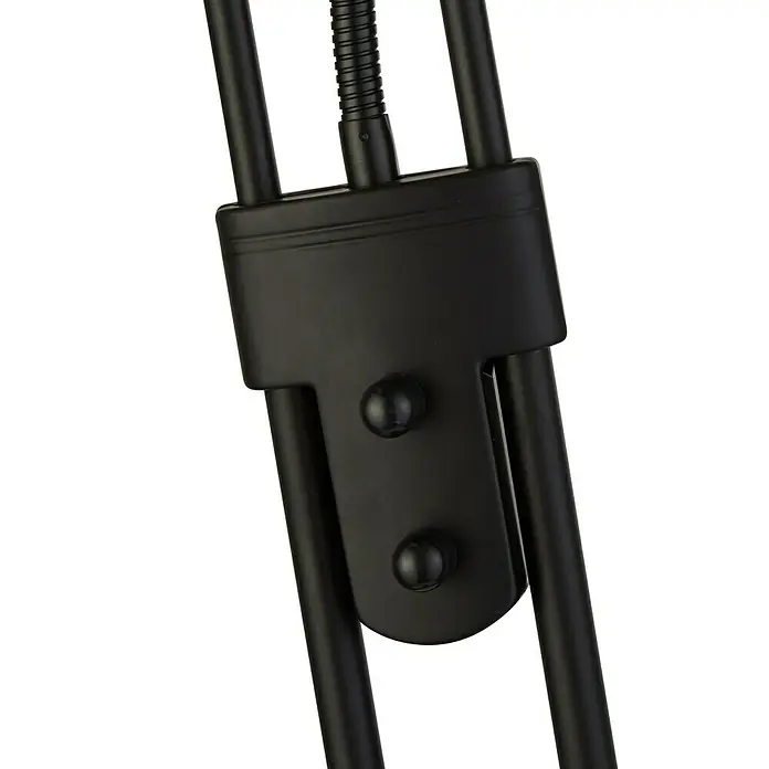 Searchlight LED-Stehleuchte Mother & Child - 15 W, Höhe: 1,8 cm, Schwarz - Nahaufnahme einer schwarzen Schreibtischlampe mit flexiblen Gelenken und einem schlanken Design. Ideal für Büro und Zuhause.