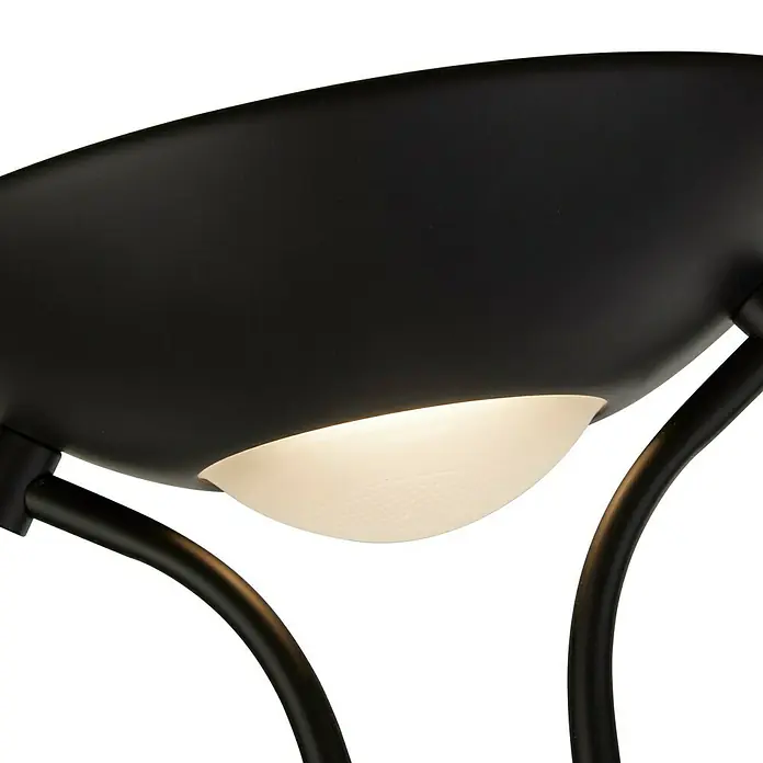 Searchlight LED-Stehleuchte Mother & Child - 15 W, Höhe: 1,8 cm, Schwarz - Detailaufnahme einer schwarzen Lampe mit warmweißem Licht, die ein modernes und stilvolles Ambiente verspricht.