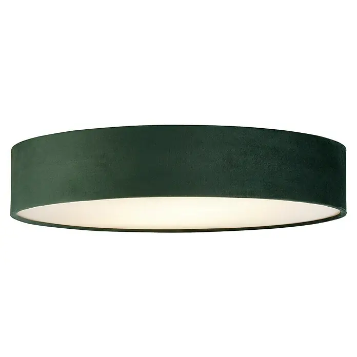 Searchlight Deckenleuchte Drum - 60 W, L x B x H: 50 x 50 x 10 cm, Grün, E27 - Die grüne Samt-Deckenleuchte sorgt für eine angenehme und stilvolle Beleuchtung. Sie ist ein echter Hingucker und wertet jeden Raum auf.