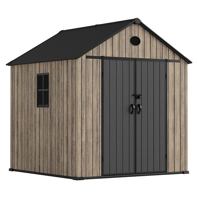 Hoggar Caseta de jardín Oak 050 (Medidas ext. (An x Pr): 223 x 222 cm, Plástico, Marrón/Antracita, 5,02 m²) | BAUHAUS