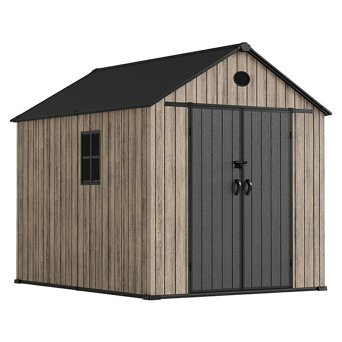 Hoggar Caseta de jardín Oak 060 (Medidas ext. (An x Pr): 226 x 283 cm, Plástico, Marrón/Antracita, 6,41 m²) | BAUHAUS