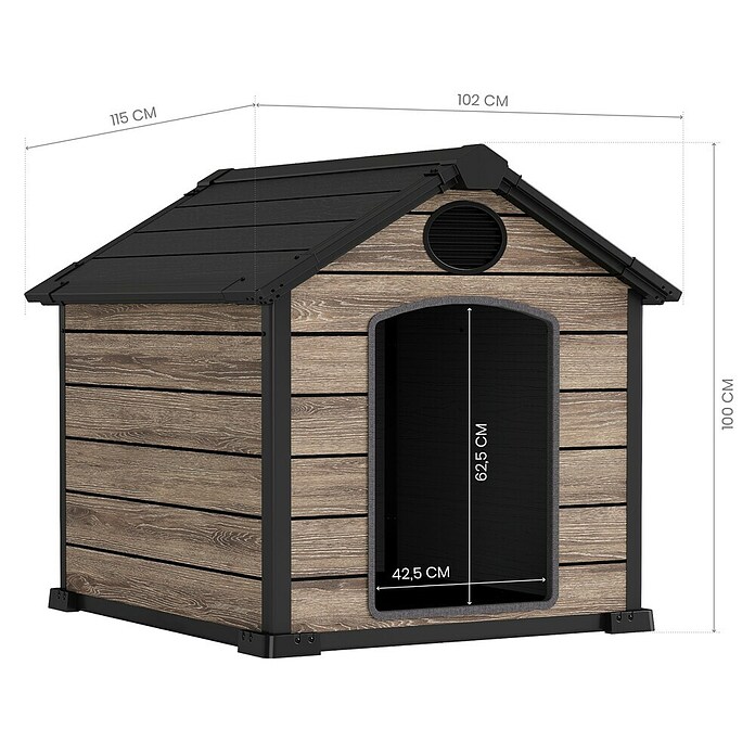 Hoggar Hundehütte Oak (L x B x H: 115 x 102 x 100 cm, Kunststoff, Beige) | BAUHAUS