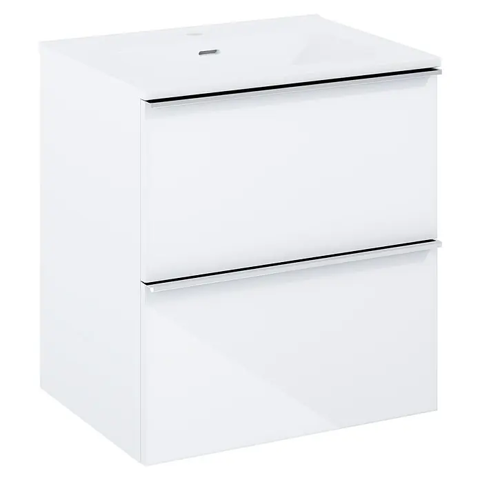 Riva Moon Waschtischunterschrank - B x T x H: 60 x 45,3 x 63,5 cm, Weiß - Weißer Badezimmerschrank mit zwei Schubladen und modernen Griffen, ideal für ein stilvolles Bad.