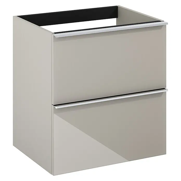 Riva Moon Waschtischunterschrank - B x T x H: 60 x 45,3 x 63,5 cm, Fume - Zweischübiger Badezimmerschrank in neutralem Farbton mit minimalistischen Griffen, ideal für moderne Badezimmer.
