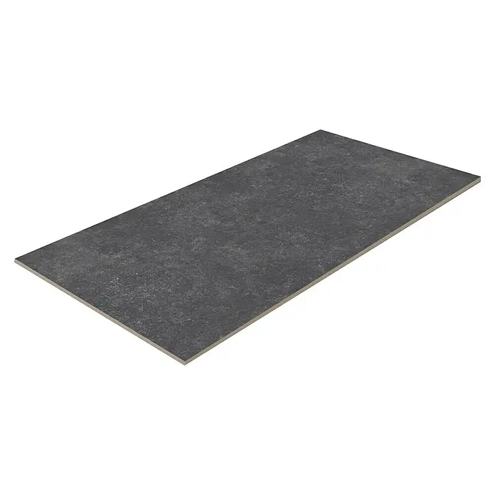 Feinsteinzeugfliese Lanzarote - 60,4 x 121 cm, Schwarz, Matt - Dunkelgraue Bodenfliese mit leicht strukturierter Oberfläche, ideal für moderne Innenräume und langlebige Böden.\n