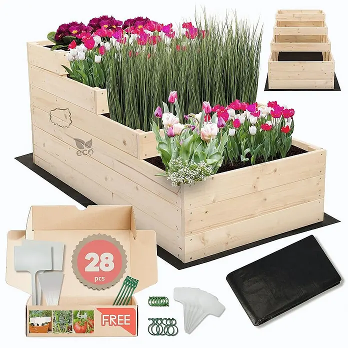 Proregal Hochbeet TREPPEN Holz - Holz, Natur