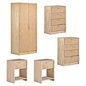 Astigarraga Aura Conjunto de muebles (5 pzs., Madera maciza y rafia, Natural) | BAUHAUS