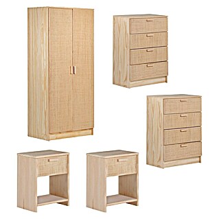 Astigarraga Aura Conjunto de muebles (5 pzs., Madera maciza y rafia, Natural)