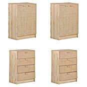 Astigarraga Aura Conjunto de muebles (4 pzs., Madera maciza y rafia, Natural) | BAUHAUS
