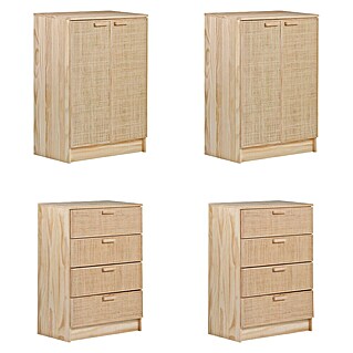 Astigarraga Aura Conjunto de muebles (4 pzs., Madera maciza y rafia, Natural)