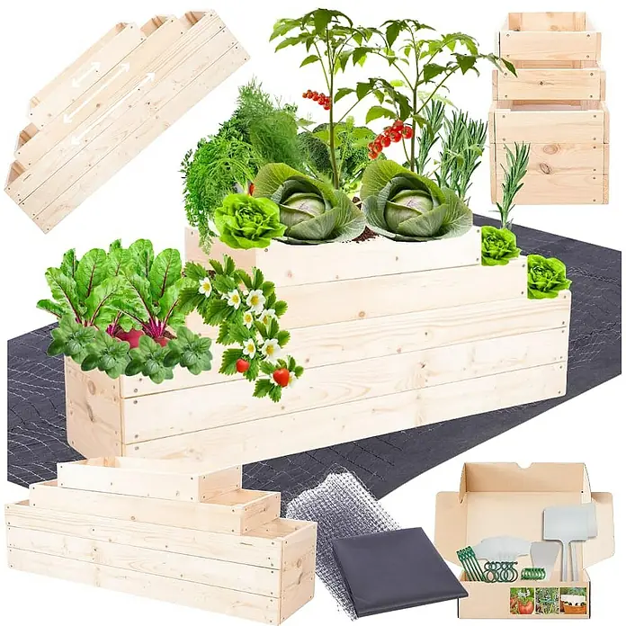 Proregal Hochbeet GardenStep Holz - 30 x 117 x 45 cm, Holz, Imprägniert