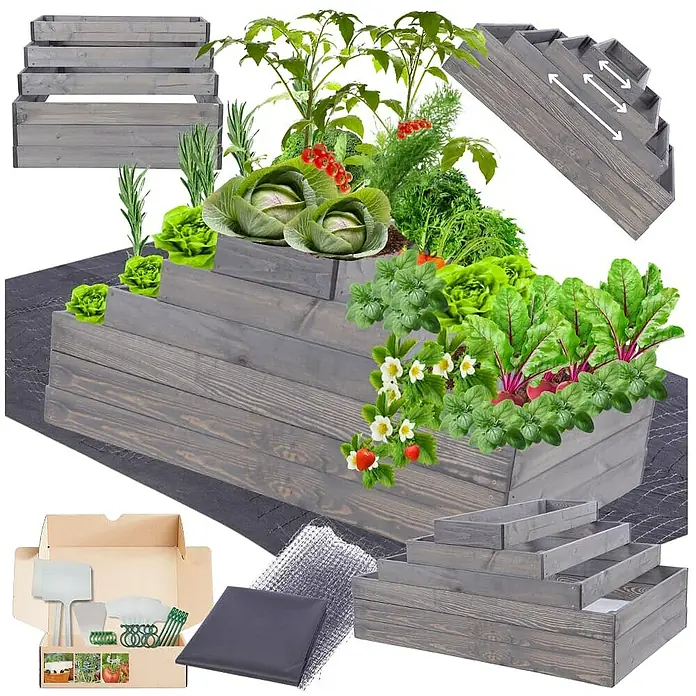 Proregal Hochbeet GardenStep Holz - Holz, Grau