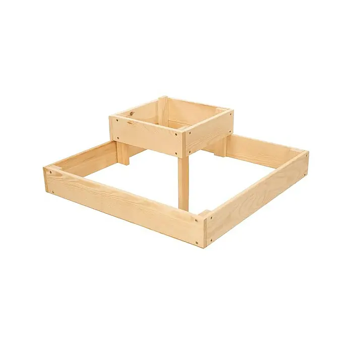 Proregal Hochbeet TREPPEN Holz - 62 x 62 x 18 cm, Holz, Natur