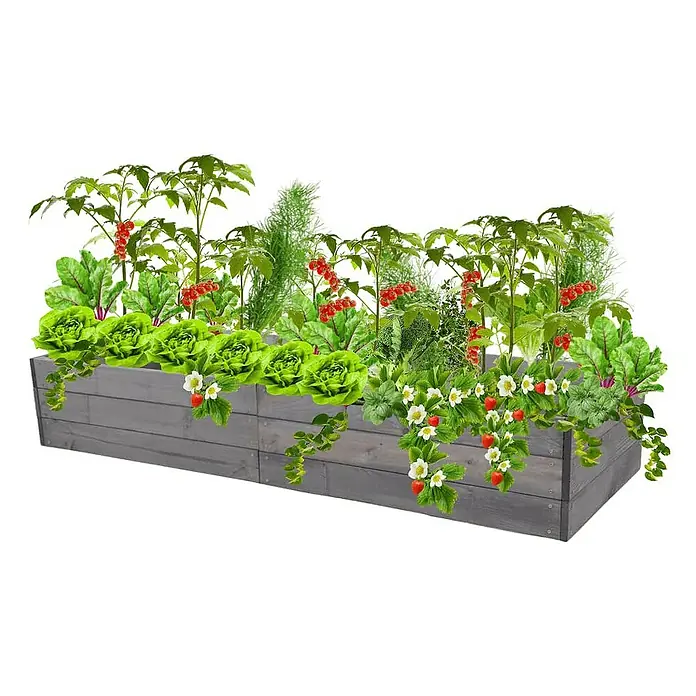 Proregal Hochbeet Growline Holz - 80 x 163 x 27 cm, Holz, Grau