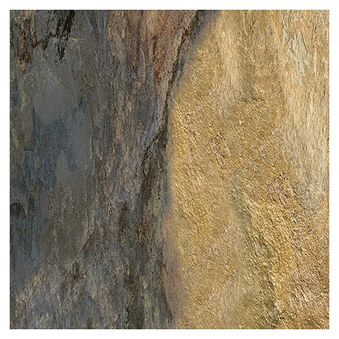Pavimento efecto piedra Albarracin - 33,3 cm x 33,3 mm, Terracota - Panel texturizado con una mezcla de tonos dorados y grises, ideal para crear un aspecto rústico o natural en interiores.