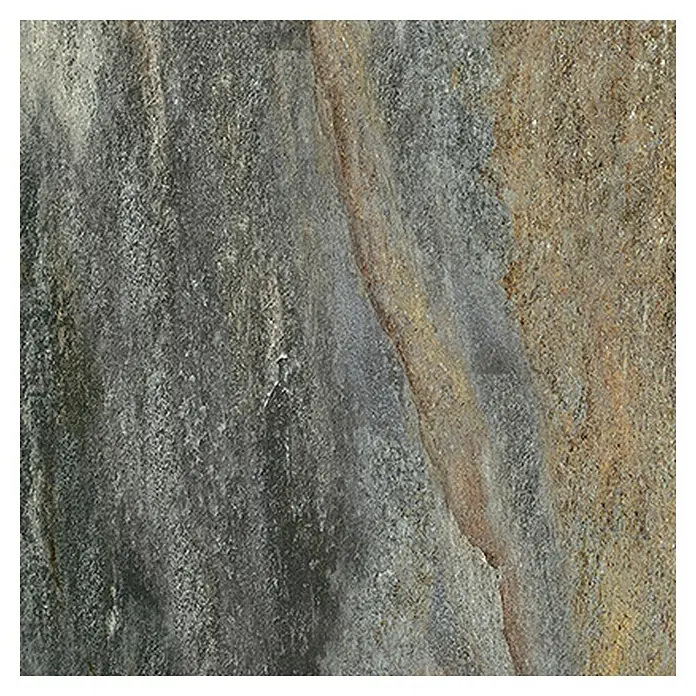 Pavimento efecto piedra Albarracin - 33,3 cm x 33,3 mm, Terracota - Primer plano de una baldosa de pizarra con tonos de gris y texturas naturales, ideal para suelo o pared.