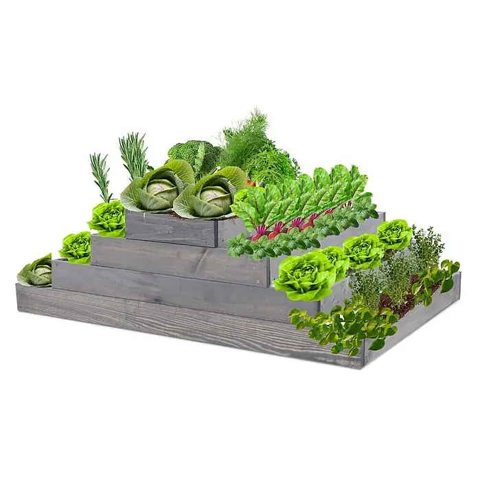 Proregal Hochbeet GardenStep Holz - 90 x 117 x 36 cm, Holz, Grau