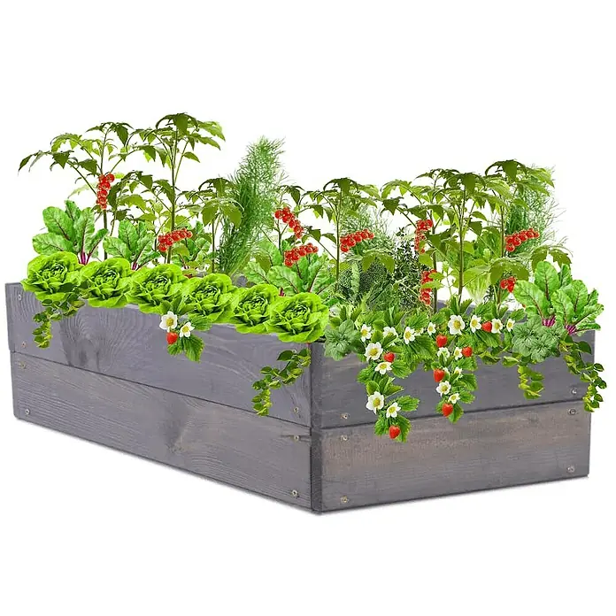 Proregal Hochbeet Growline Holz - 30 x 120 x 18 cm, Holz, Grau