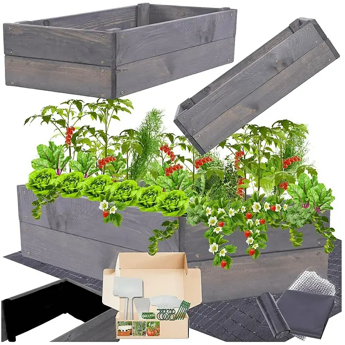 Proregal Hochbeet Growline Holz - 30 x 120 x 18 cm, Holz, Grau