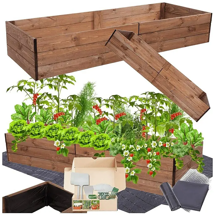 Proregal Hochbeet Growline Holz - 80 x 163 x 27 cm, Holz, Braun