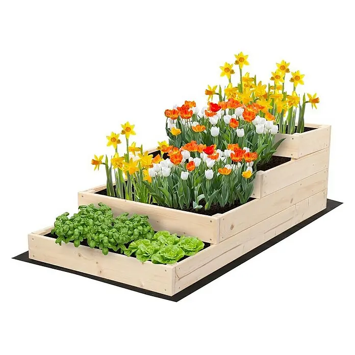 Proregal Hochbeet TREPPEN Holz - 120 x 60 x 36 cm, Holz, Natur