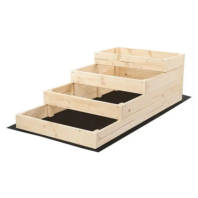 Proregal Hochbeet TREPPEN Holz - 120 x 60 x 36 cm, Holz, Natur