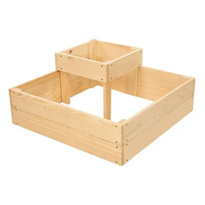 Proregal Hochbeet TREPPEN Holz - 62 x 62 x 27 cm, Holz, Natur