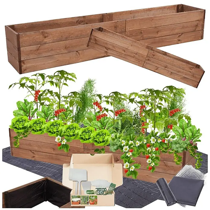 Proregal Hochbeet Growline Holz - 30 x 237 x 27 cm, Holz, Braun