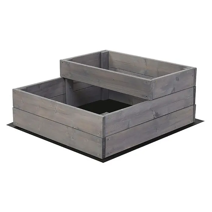Proregal Hochbeet TREPPEN Holz - 63 x 60 x 27 cm, Holz, Grau