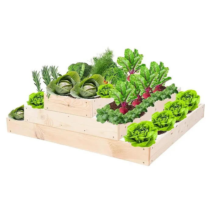 Proregal Hochbeet GardenStep Holz - 90 x 90 x 27 cm, Holz, Imprägniert