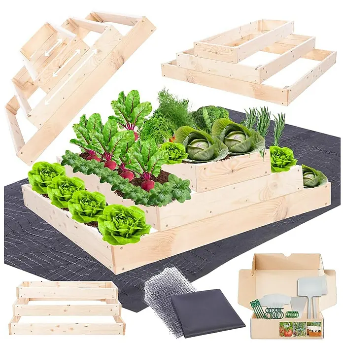 Proregal Hochbeet GardenStep Holz - 90 x 90 x 27 cm, Holz, Imprägniert
