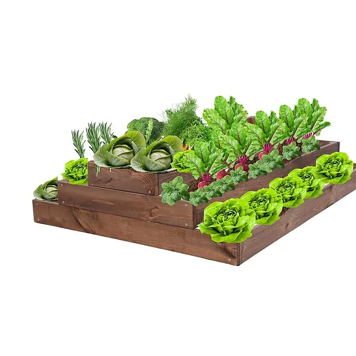 Proregal Hochbeet GardenStep Holz - 100 x 90 x 27 cm, Holz, Braun