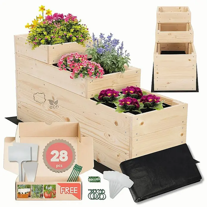 Proregal Hochbeet TREPPEN Holz - Holz, Natur