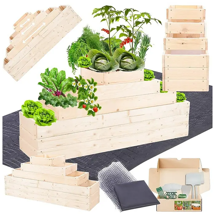 Proregal Hochbeet GardenStep Holz - 30 x 30 x 9 cm, Holz, Imprägniert