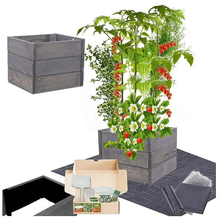 Proregal Hochbeet Growline Holz - 30 x 33 x 27 cm, Holz, Grau