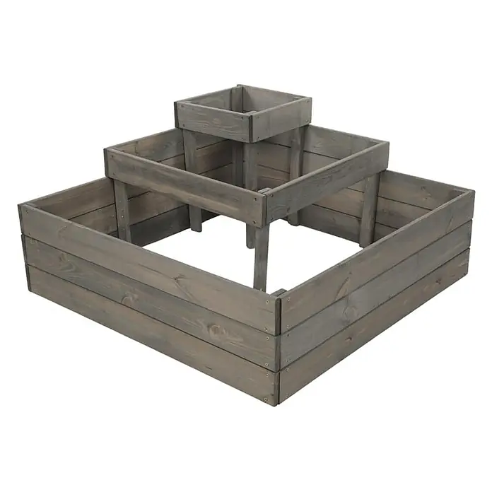 Proregal Hochbeet TREPPEN Holz - Holz, Grau