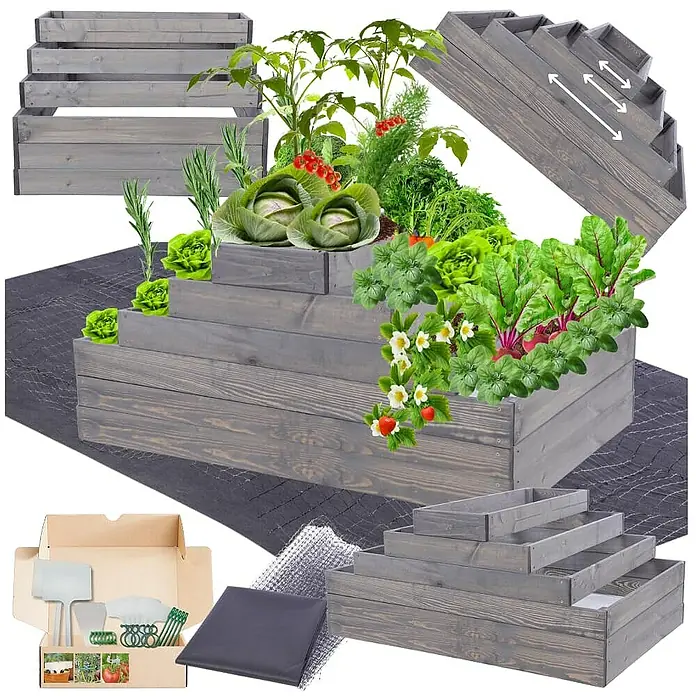 Proregal Hochbeet GardenStep Holz - Holz, Grau