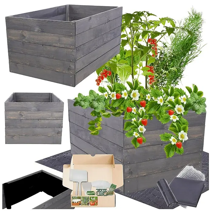 Proregal Hochbeet Growline Holz - 80 x 83 x 45 cm, Holz, Grau