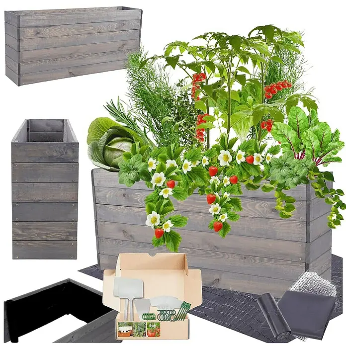 Proregal Hochbeet Growline Holz - Holz, Grau