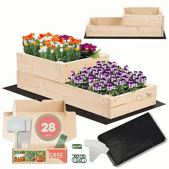 Proregal Hochbeet TREPPEN Holz - Holz, Natur