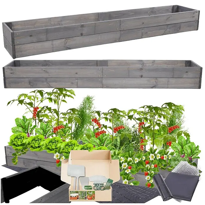 Proregal Hochbeet Growline Holz - 30 x 163 x 18 cm, Holz, Grau