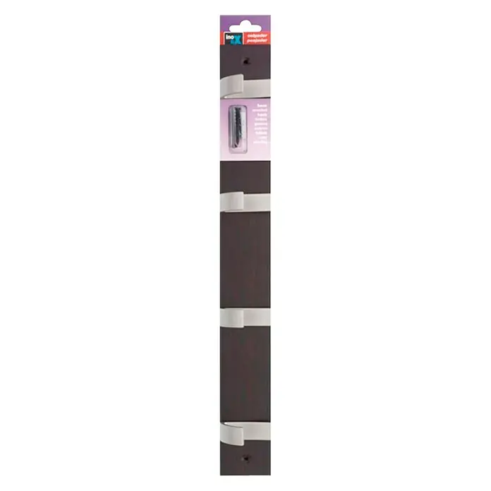 Inofix Perchero 3704 - L x An x Al: 49 x 6 x 6 cm, Madera, Wengué - Perchero con cuatro ganchos en blanco y marrón oscuro. Este perchero elegante ofrece un espacio de almacenamiento práctico para chaquetas y sombreros.