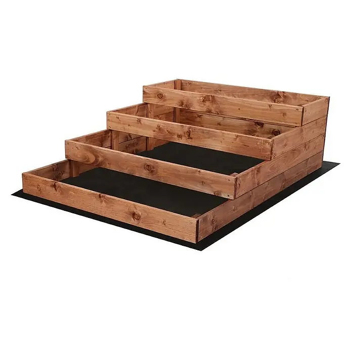 Proregal Hochbeet TREPPEN Holz - 120 x 90 x 36 cm, Holz, Braun