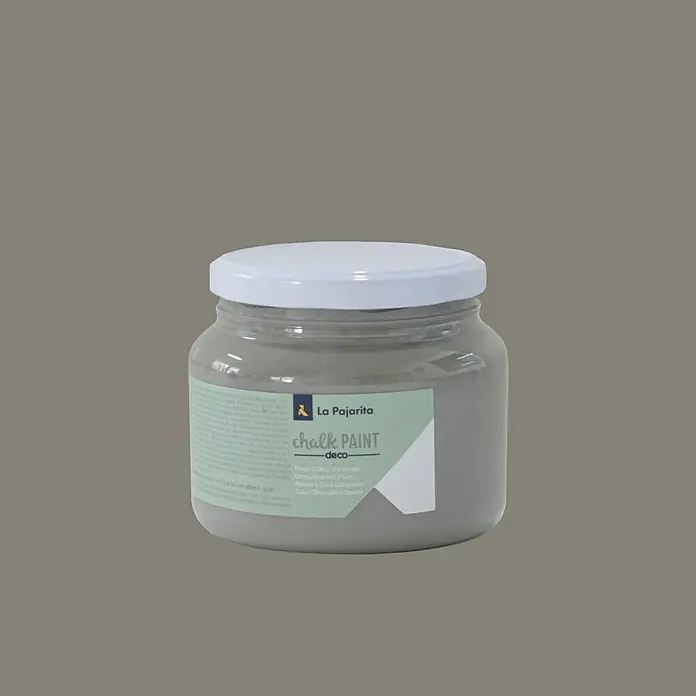 La Pajarita Pintura de tiza Chalk Paint - New York, 500 ml, Mate - Un bote de La Pajarita Chalk Paint Deco en un color neutro, ideal para proyectos de bricolaje y renovación de muebles.