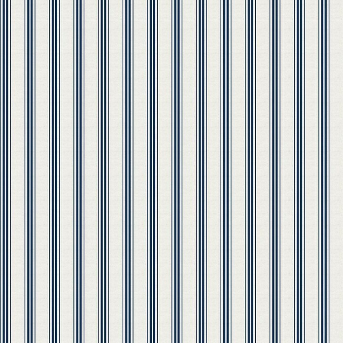 Cortina con ollaos Rayas  (140 x 270 cm, 85% algodón y 15% lino, Blanco/Azul)