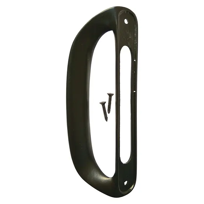 Manillón Ovalado - Distancia entre orificios: 128 mm, Negro - Manija negra para puerta corredera con tornillos para una fácil instalación. Ideal para puertas de patio y correderas.